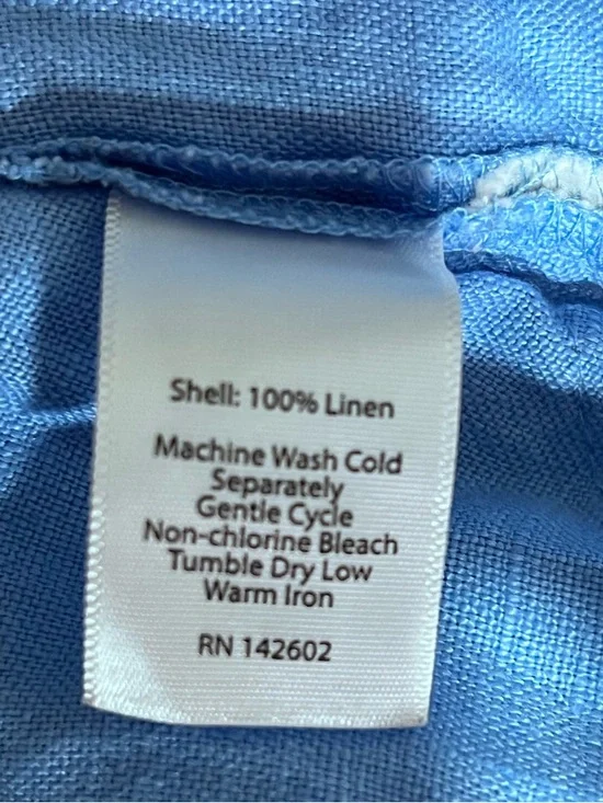 STS Sail to Sable dress sz M Blue linen Sleeveless Shift White Trim casual - Picture 6 of 6